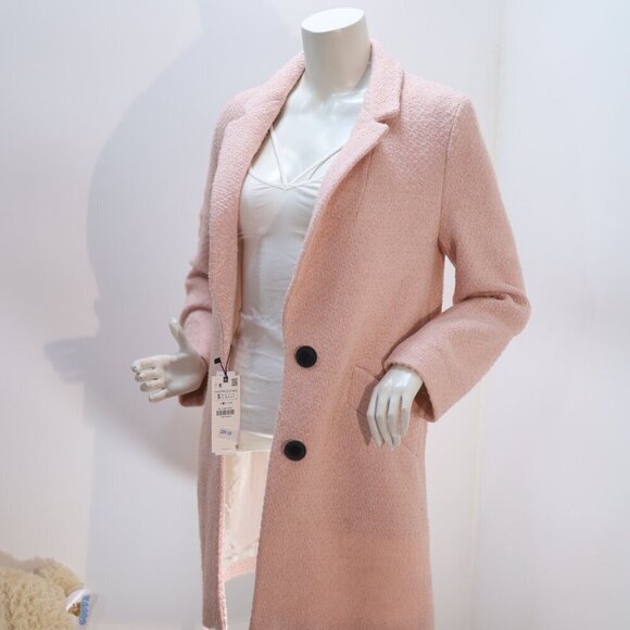 Zara Pink Textured Weave Coat Size S NWT - Picture 5 of 6